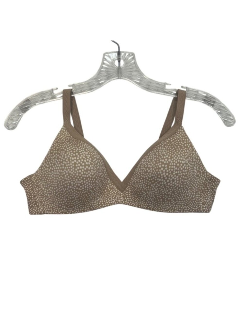 Warners Lightly Lined Wireless Bra 36A Tan White Polka Dot